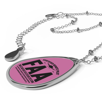 Certified Remote Pilot Teardrop Necklace – FAA Part 107 Pendant with Silver Chain