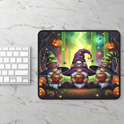 Halloween Gnome Witches Gaming Mouse Pad – 9x7 Neoprene Desk Mat with Spooky Pumpkins and Candy Apples Design