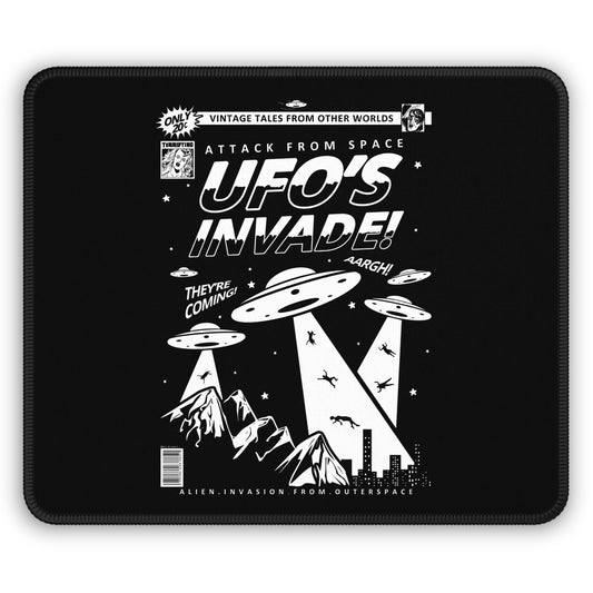 Attack From Space 9x7 Neoprene Desk Mat – Vintage UFO Comic Mouse Pad