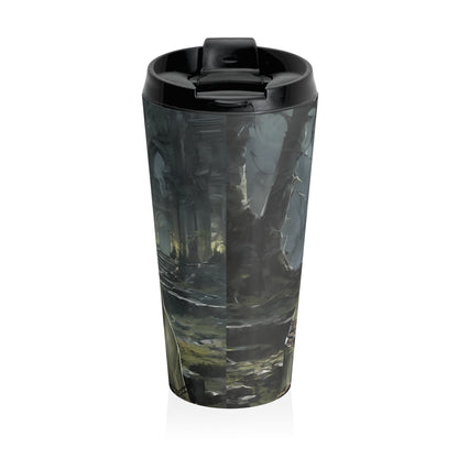 15oz Orc Warrior Stainless Steel Travel Mug – Fantasy Forest Design with Leak-Proof Lid