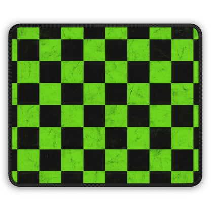 Grunge Grid 9x7 Neoprene Desk Mat – Green & Black Checker Mouse Pad