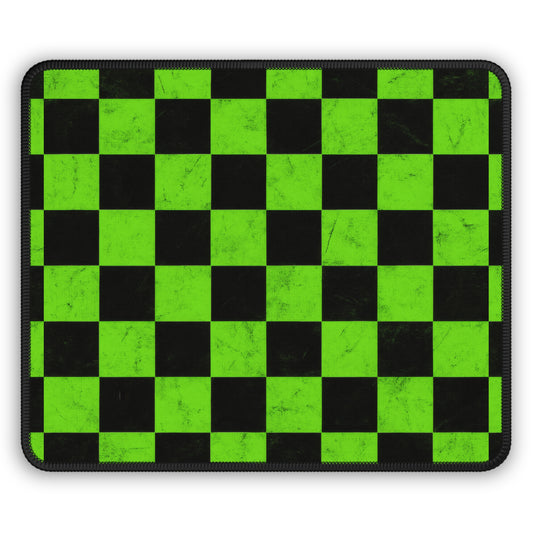 Grunge Grid 9x7 Neoprene Desk Mat – Green & Black Checker Mouse Pad