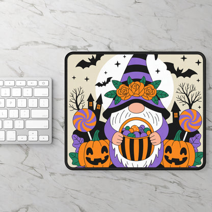 Halloween Gnome Gaming Mouse Pad – 9x7 Neoprene Mouse Pad with Candy, Pumpkins, and Spooky Night Design