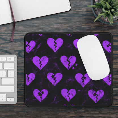 Broken Hearts & Stardust 9x7 Neoprene Desk Mat – Purple Grunge Mouse Pad