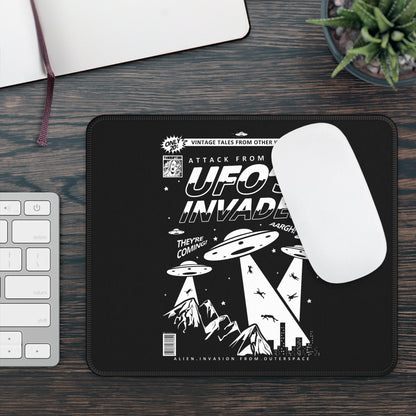Attack From Space 9x7 Neoprene Desk Mat – Vintage UFO Comic Mouse Pad